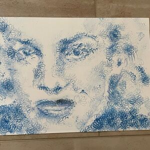 Abstract Blue Face Art Print